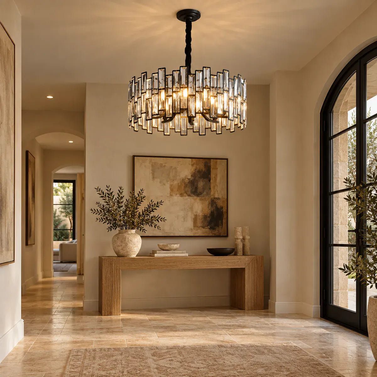Polly Modern Ceiling Crystal Chandelier Round 19.69"(50cm) / Warm White 3000K Modern Chandelier