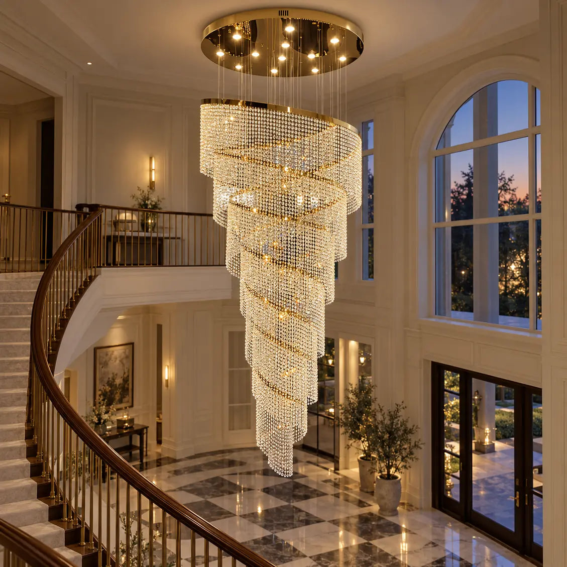 Prue Extra Large Crystal Chandelier Gold / H98.43" (250 cm) / Warm light 2700K Modern Chandelier