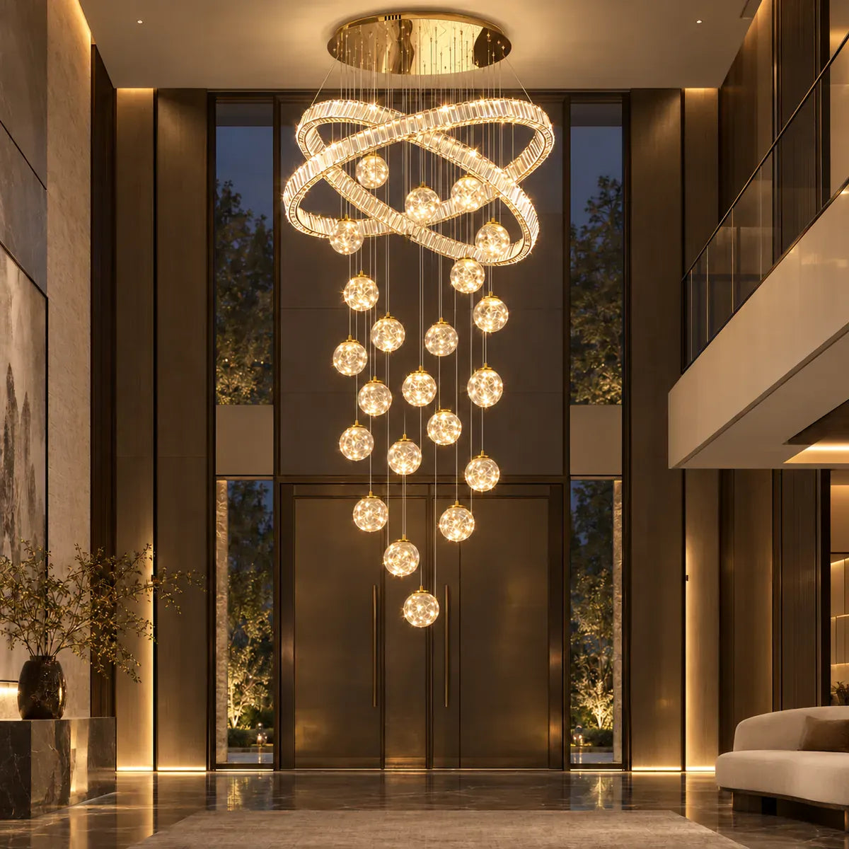 Saige Luxury Staircase Chandelier Gold / 19 / Warm White 3000K Modern Chandelier