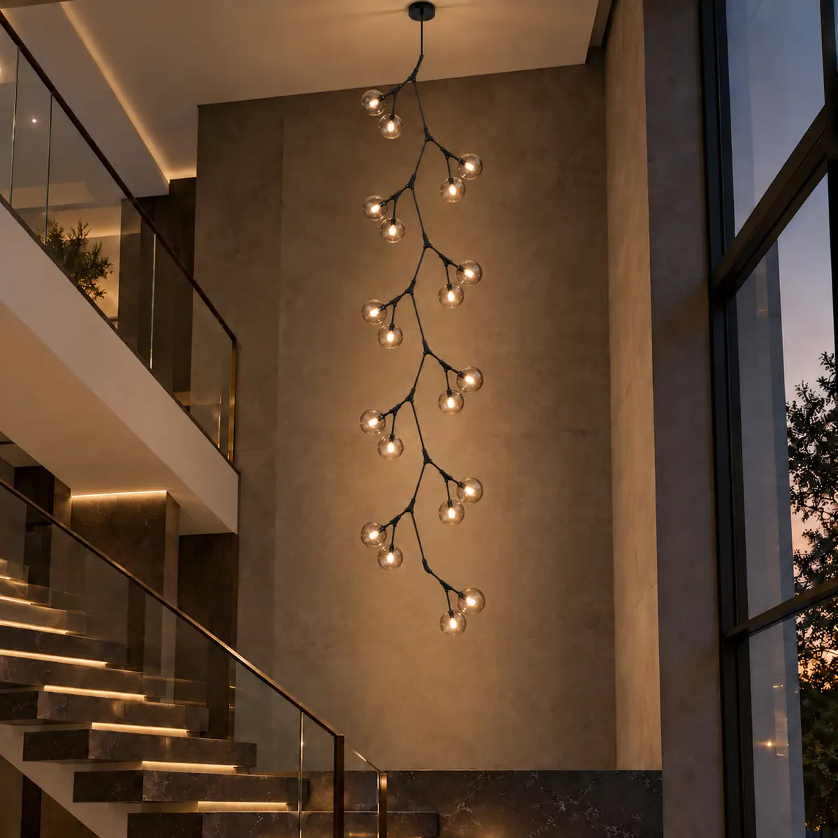 Shaw Branch Staircase Chandelier Black / 10 / Frosted Modern Chandelier