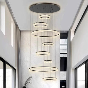 Sue Modern Ring Staircase Chandelier Gold / 6 / Warm White 3000K Modern Chandelier