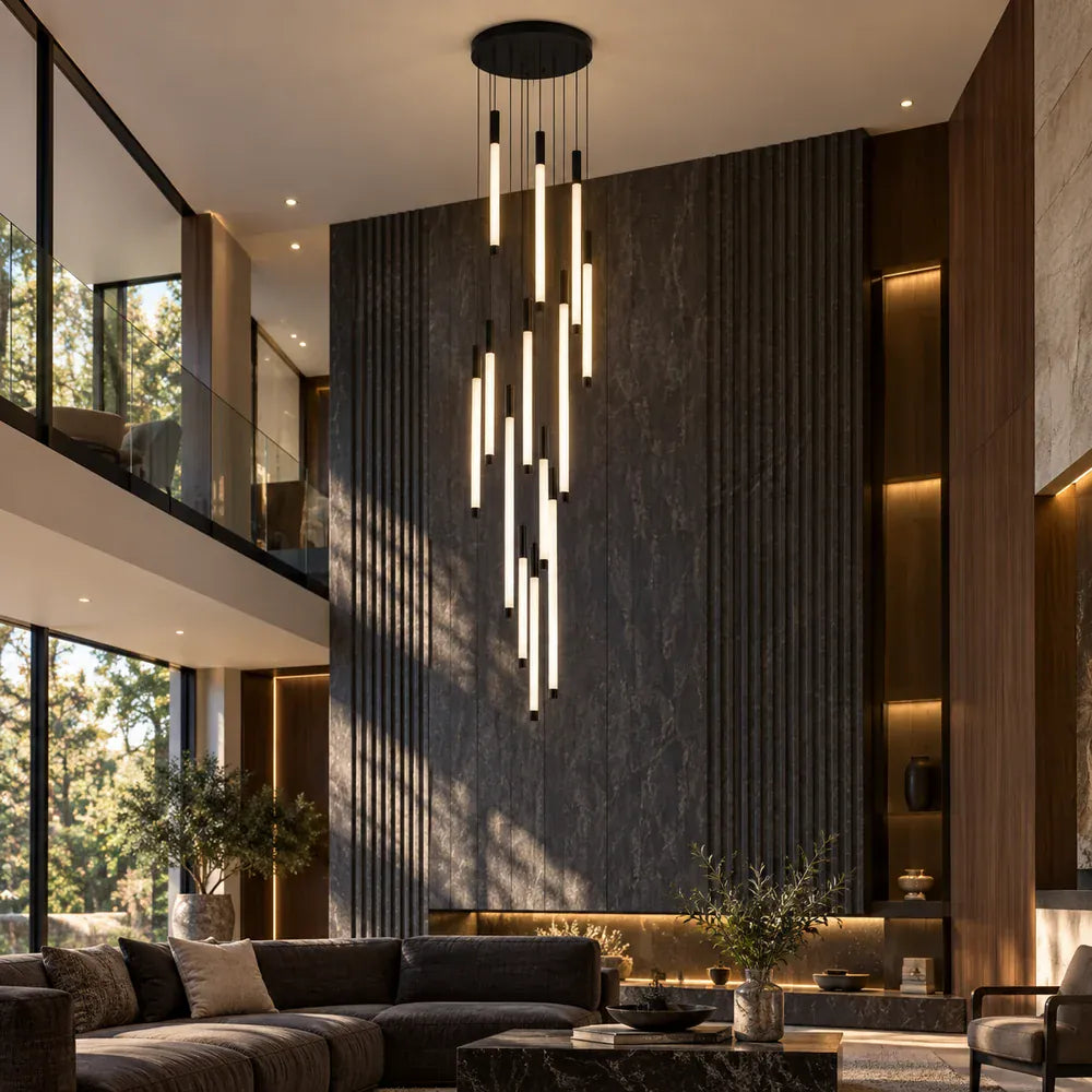 Tide Contemporary Staircase Chandelier Black / 5 / Cool White 6000K Modern Chandelier