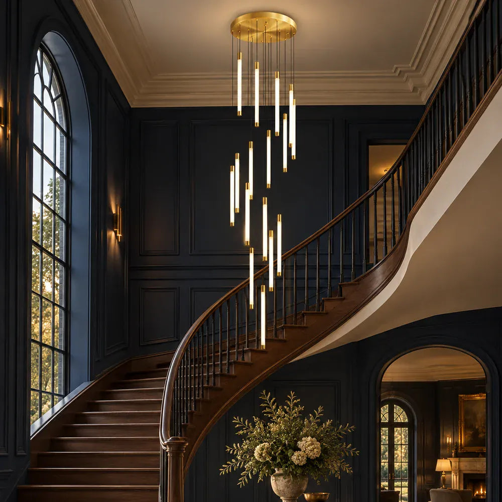 Tide Contemporary Staircase Chandelier Gold / 5 / Cool White 6000K Modern Chandelier