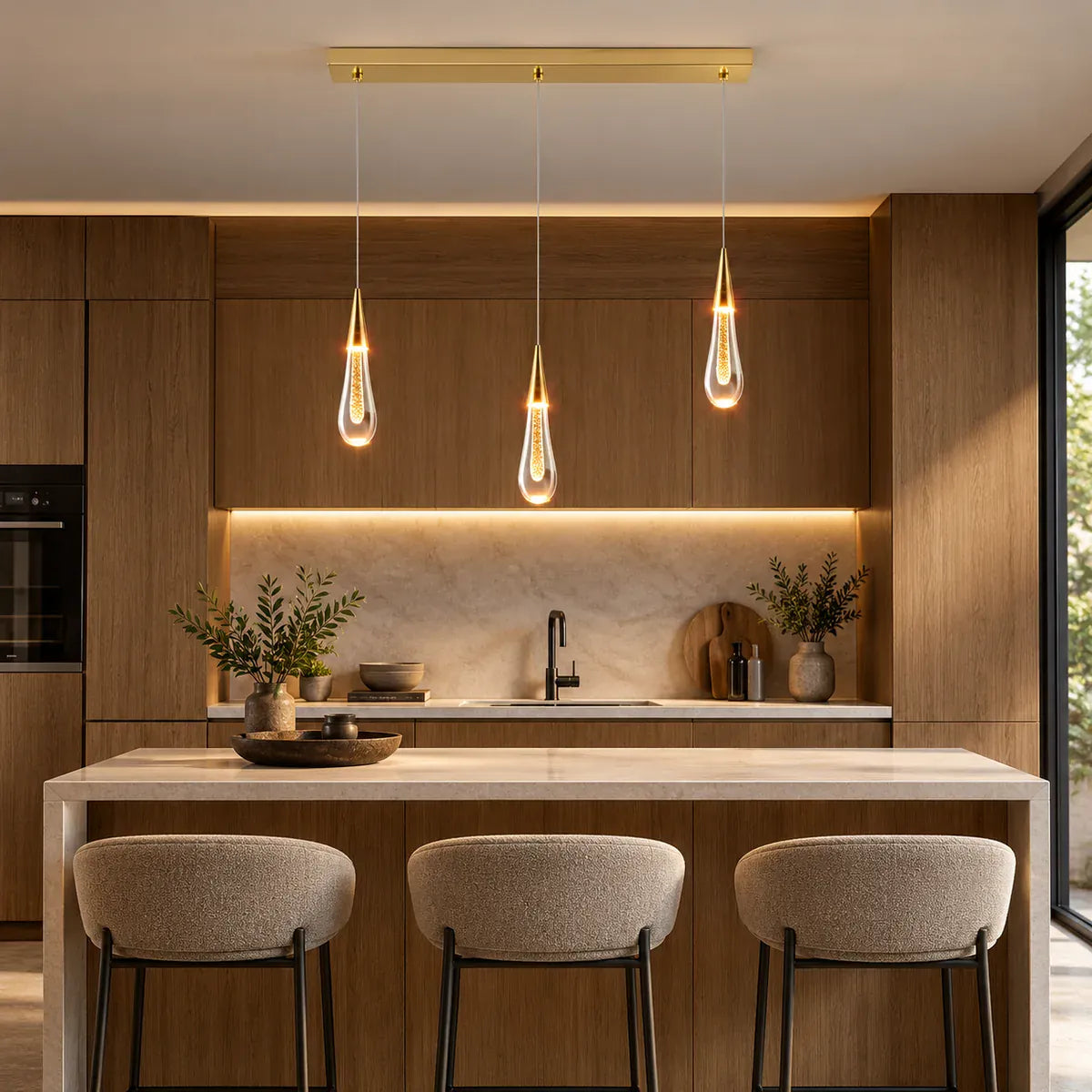 Tny Gold Kitchen Island Chandelier 3 / Warm White 3000K Modern Chandelier