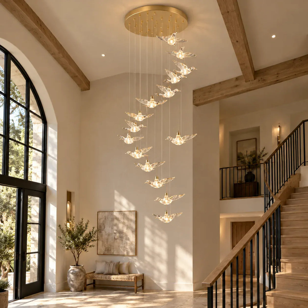 Velour Long Chandelier for Staircase Modern Chandelier