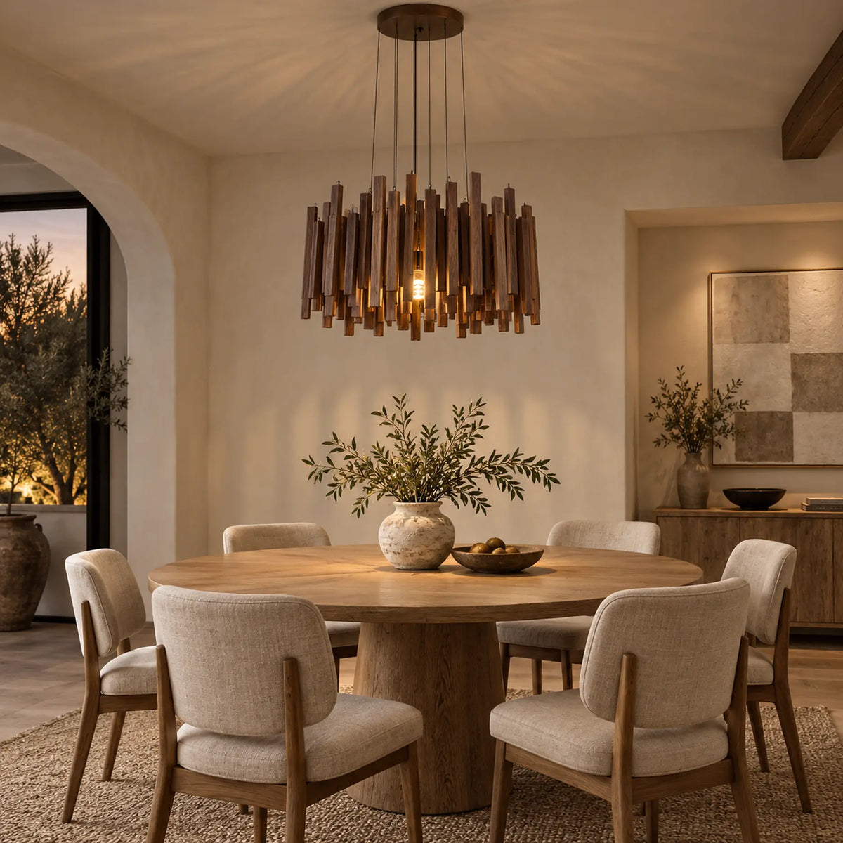 Vice Wood Pendant Chandelier Dark Wood / Round 15.75" (40 cm) / Warm Light 2700K Modern Chandelier