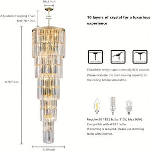 Zane Large Foyer Crystal Chandelier Modern Chandelier