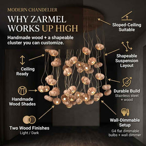 Zarmel Wood Cluster Pendant Light Modern Chandelier