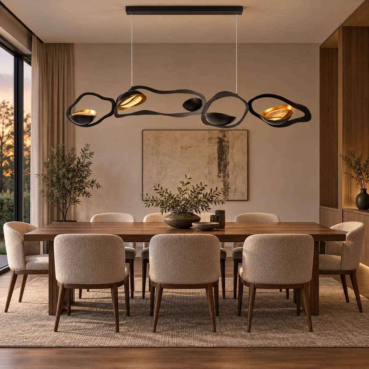 Zevrani Abstract Iron LED Chandelier L49.2" (125 cm) / Warm Light 3000K Modern Chandelier
