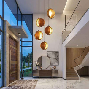 Zirel Rustic Wood Staircase Chandelier Modern Chandelier