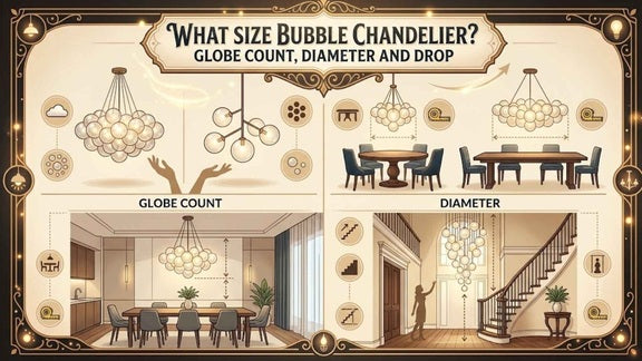 What Size Bubble Chandelier? Globe Count, Diameter and Drop
