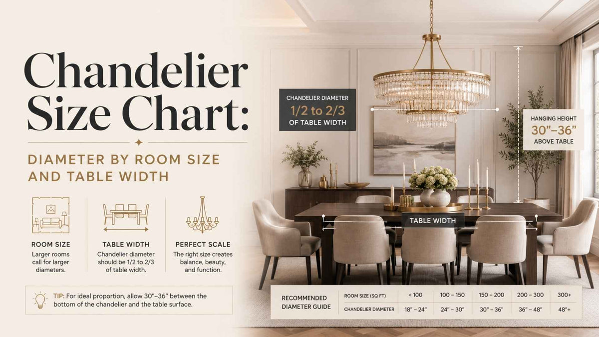 Chandelier Size Chart: Diameter by Room Size and Table Width