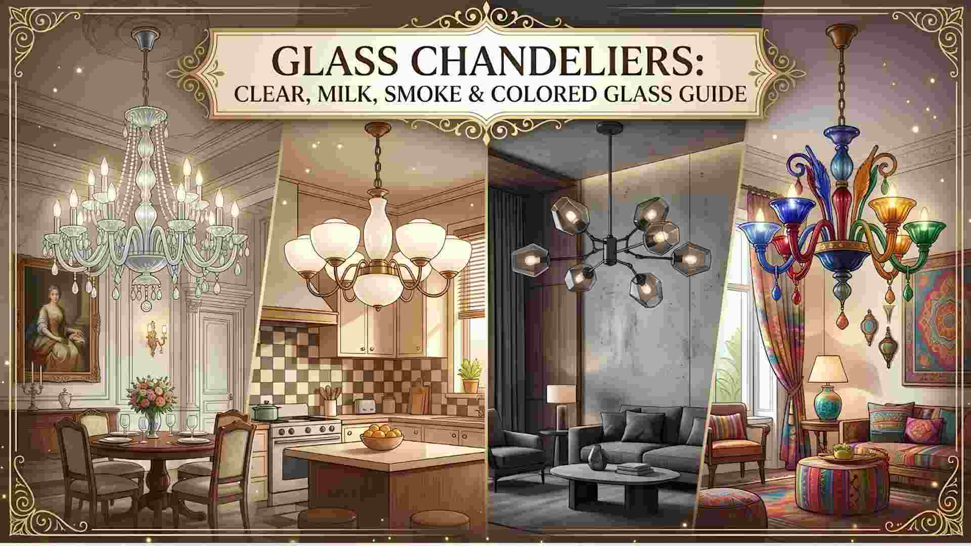 Glass Chandeliers: Clear, Milk, Smoke & Colored Glass Guide