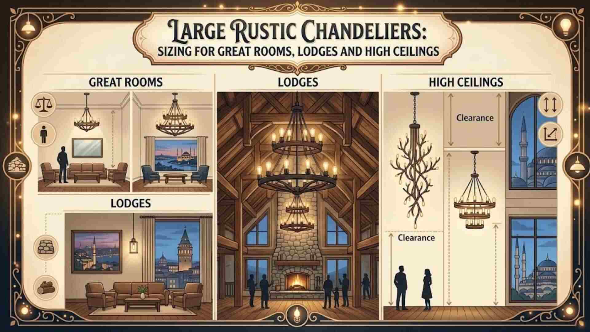 Large Rustic Chandeliers: Sizing for Great Rooms, Lodges and High Ceilings