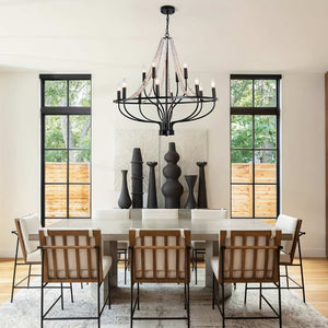 12-Light Black Iron Chandelier Modern Chandelier