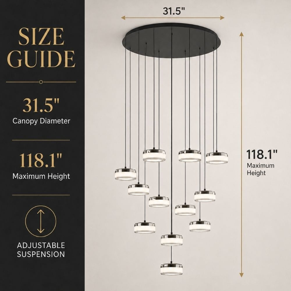 12-Light Modern Staircase Chandelier Modern Chandelier