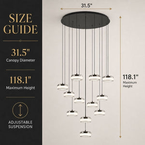 12-Light Modern Staircase Chandelier Modern Chandelier