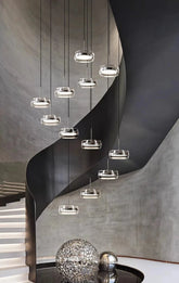 12-Light Modern Staircase Chandelier Black / Warm White 3000K Modern Chandelier