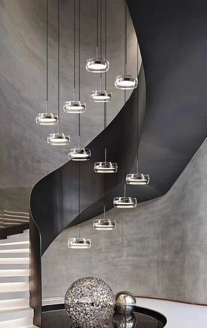 12-Light Modern Staircase Chandelier Black / Warm White 3000K Modern Chandelier