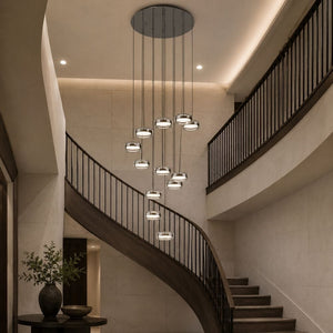 12-Light Modern Staircase Chandelier Black / Warm White 3000K Modern Chandelier