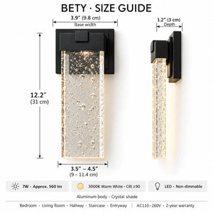 2-Pack Bety Crystal Outdoor Wall Light Modern Chandelier