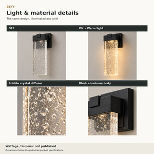 2-Pack Bety Crystal Outdoor Wall Light Modern Chandelier