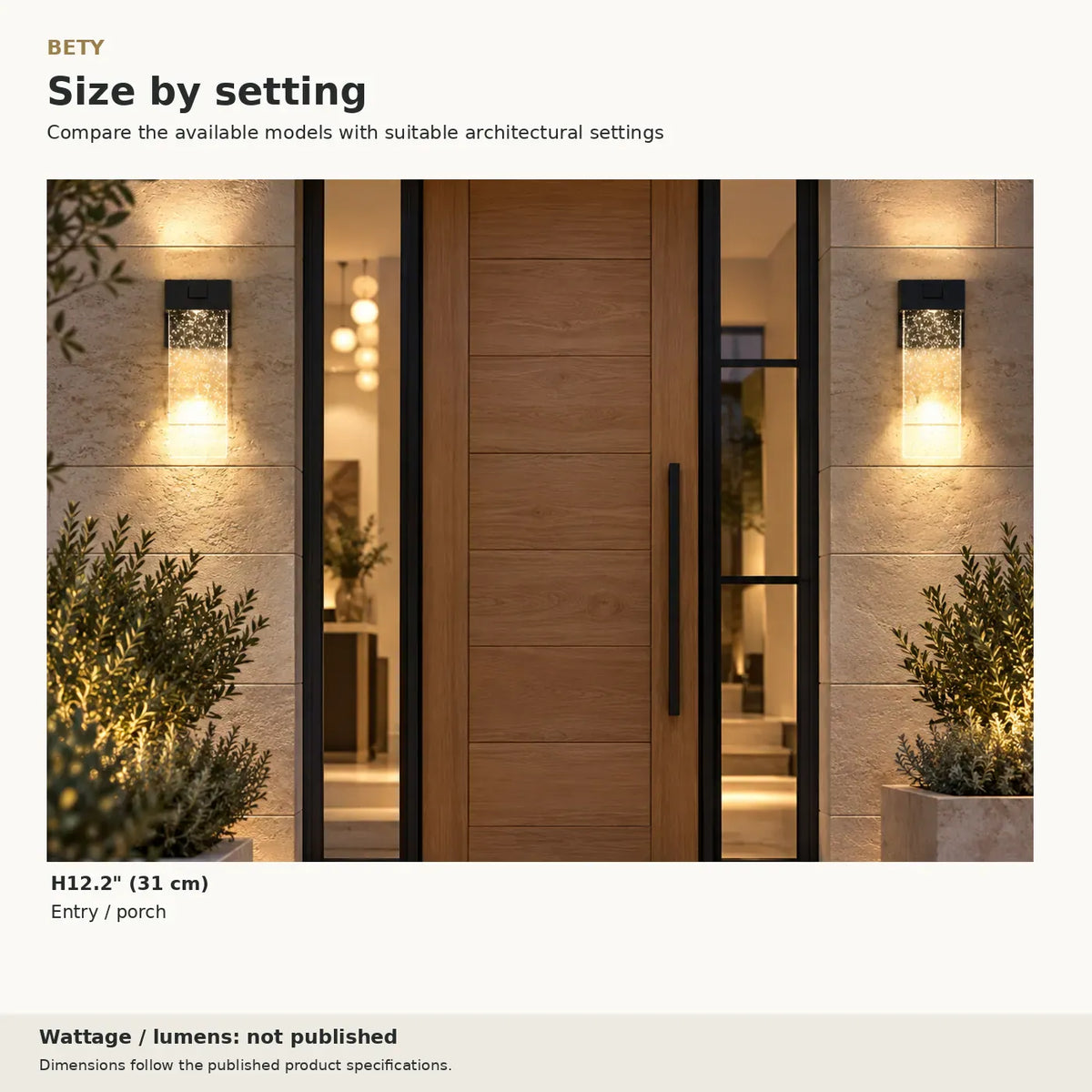 2-Pack Bety Crystal Outdoor Wall Light Modern Chandelier