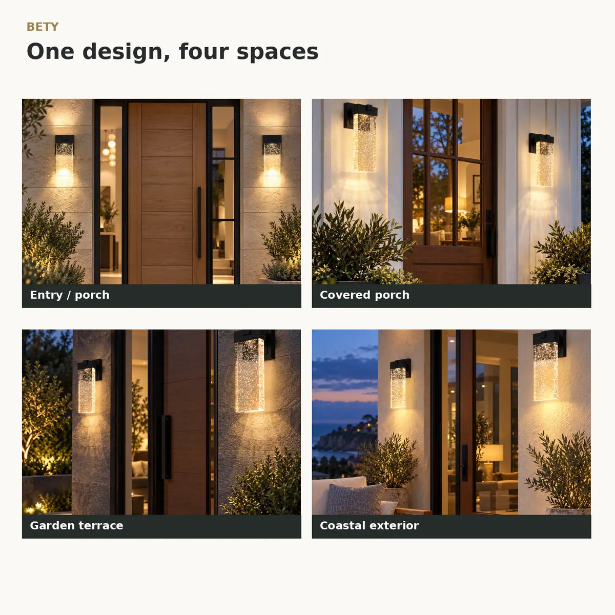 2-Pack Bety Crystal Outdoor Wall Light Modern Chandelier