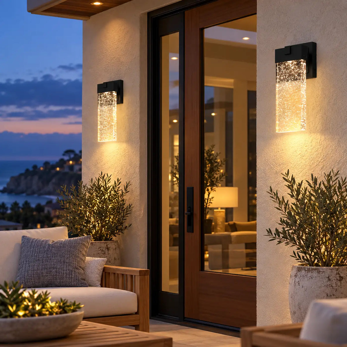 2-Pack Bety Crystal Outdoor Wall Light Modern Chandelier