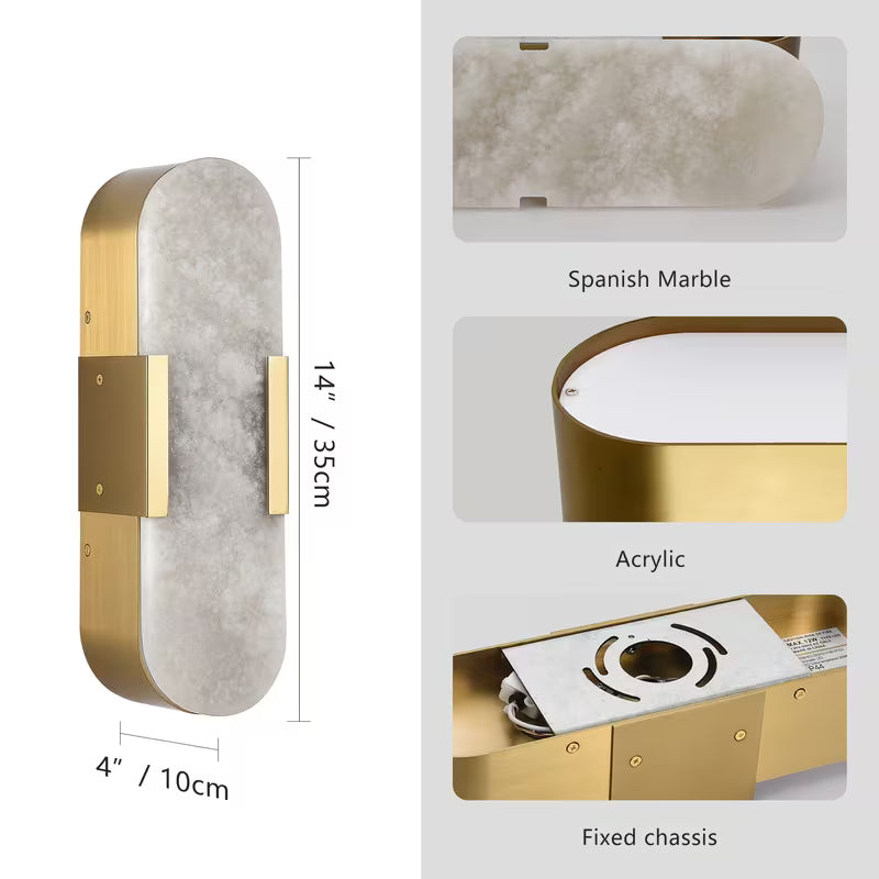2-Pack Marble Sconce Wall Light Modern Chandelier