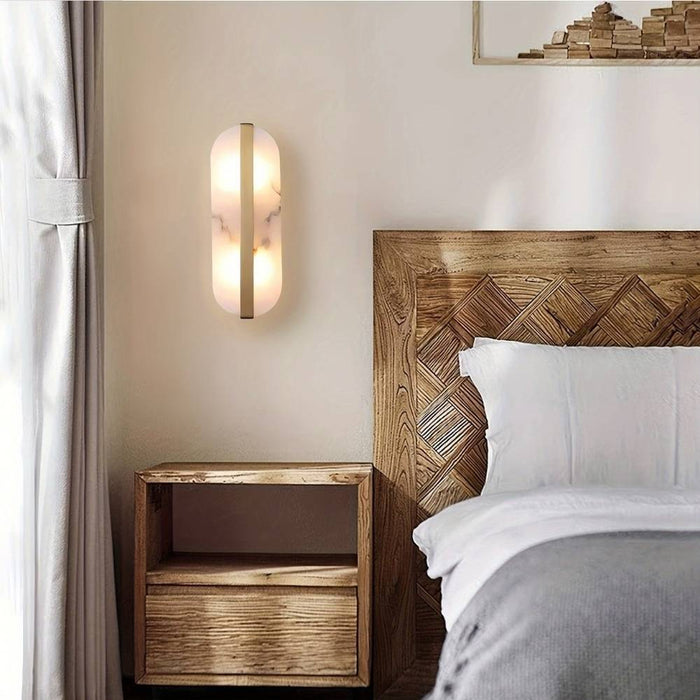 2-Pack Marble Sconce Wall Light pair flanking mirror bathroom