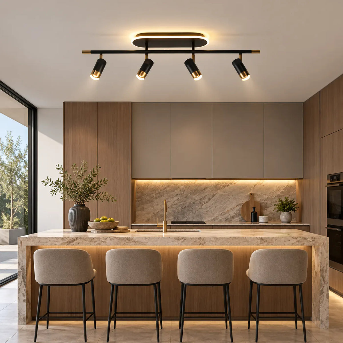 4-Light Modern Led Track Lighting Modern Chandelier