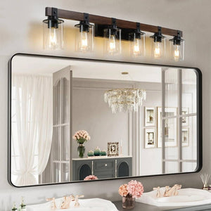 6-Light Rustic Bathroom Light Fixture Modern Chandelier