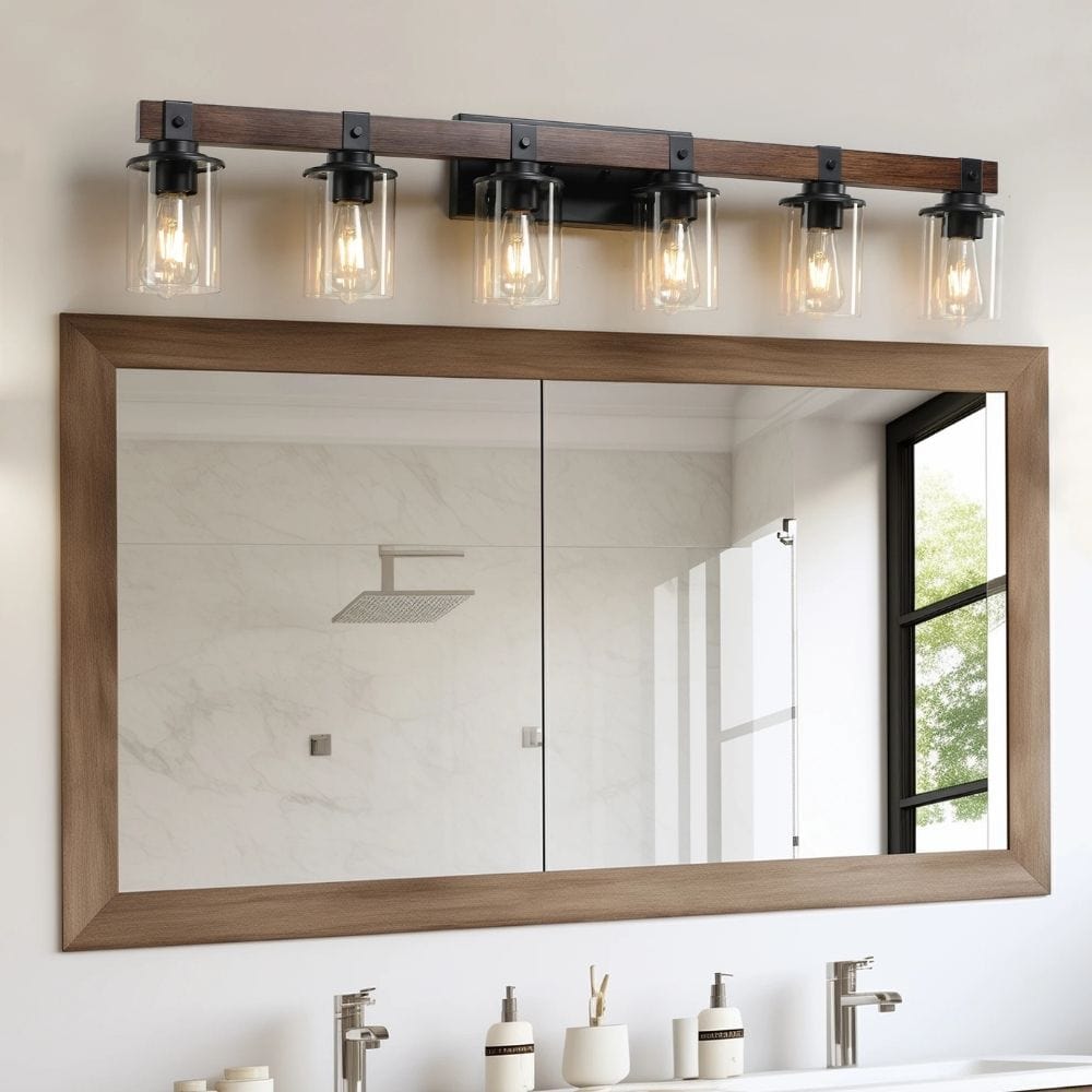 6-Light Rustic Bathroom Light Fixture Modern Chandelier