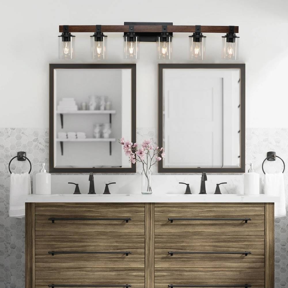 6-Light Rustic Bathroom Light Fixture Modern Chandelier