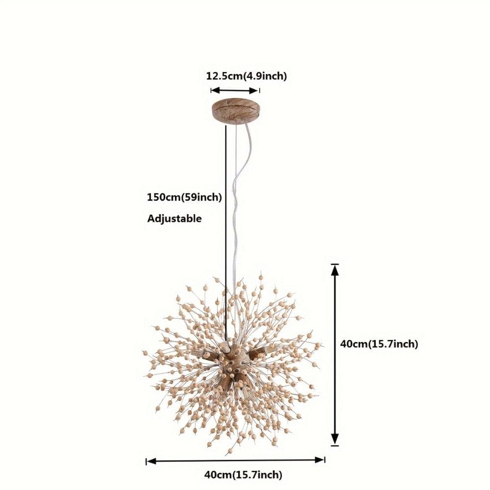 8-Light Wood Sputnik Chandelier Modern Chandelier