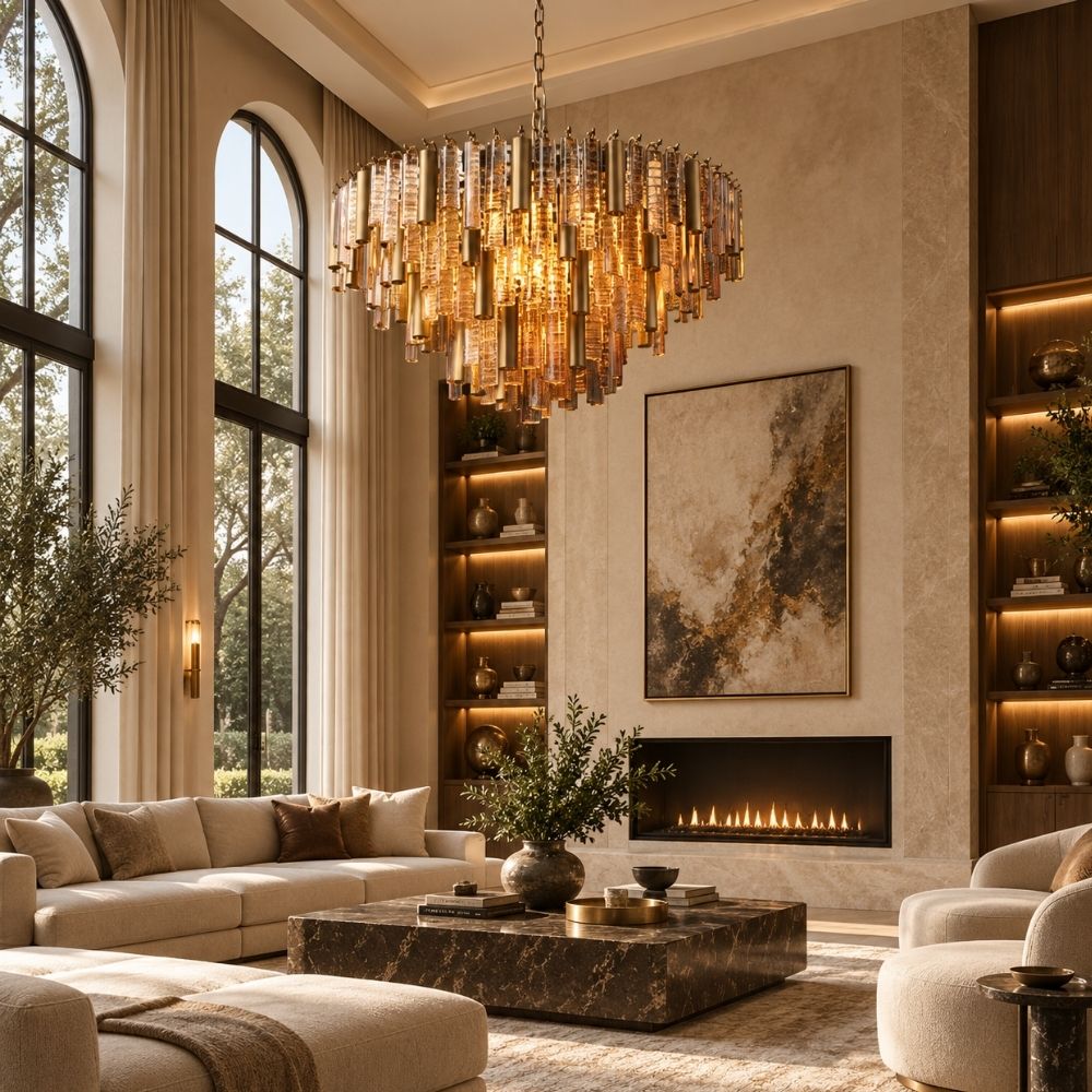 Zarelle Amber Glass Rod Chandelier