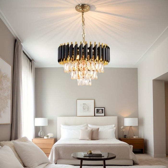Adenn Crystal Pendant Chandelier black gold compact affordable