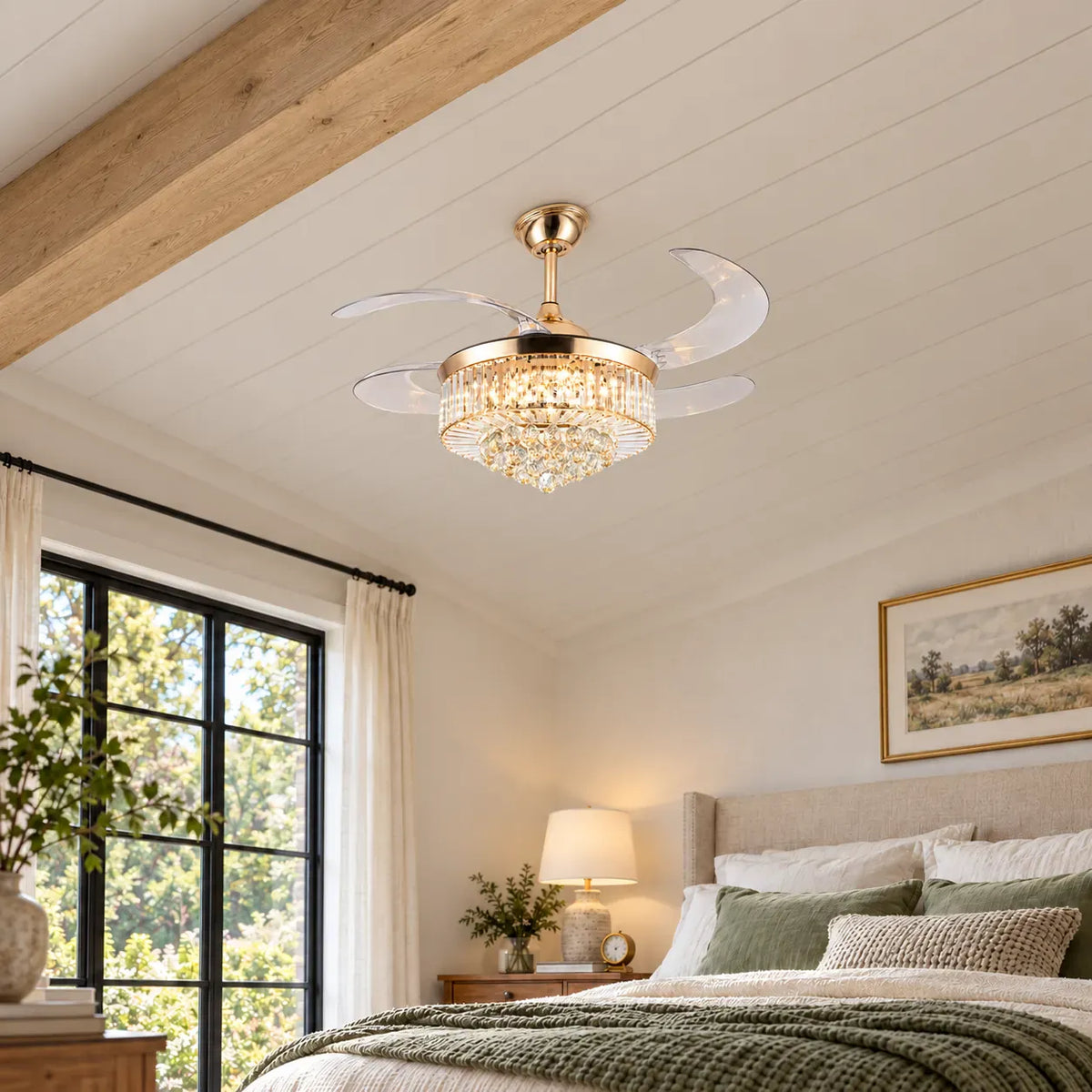 Aerovelle Crystal Ceiling Fan Chandelier Modern Chandelier