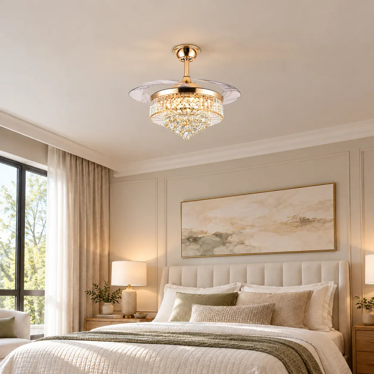 Aerovelle Crystal Ceiling Fan Chandelier Modern Chandelier