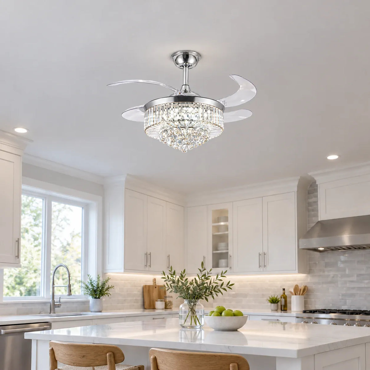 Aerovelle Crystal Ceiling Fan Chandelier Modern Chandelier