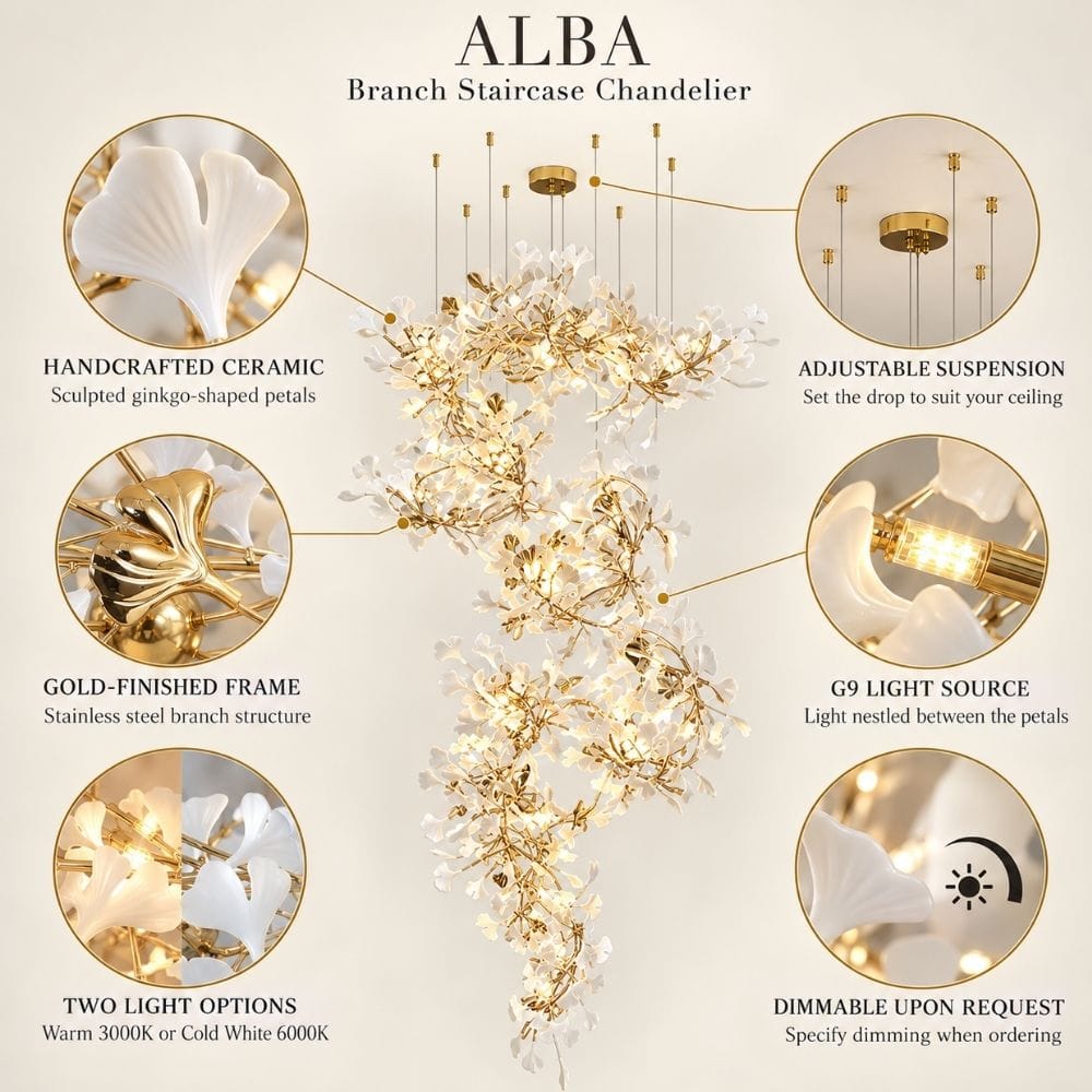 Alba Branch Staircase Chandelier Modern Chandelier