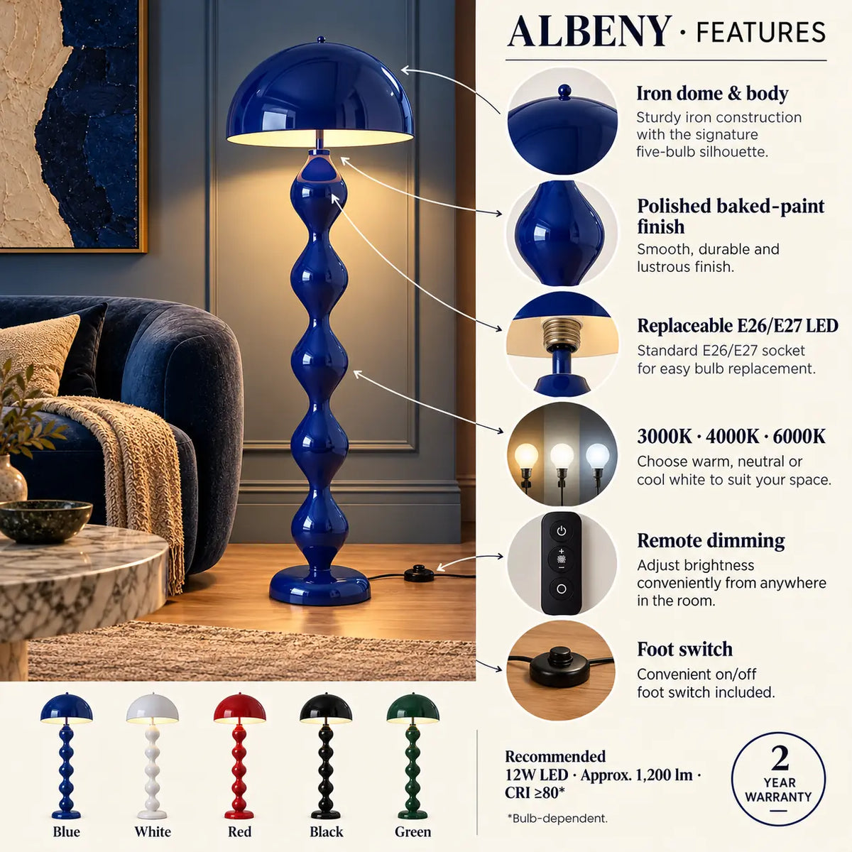 Albeny Mushroom Floor Lamp Modern Chandelier
