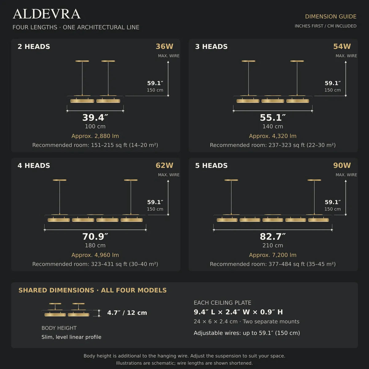 Aldevra Modern Linear LED Chandelier Modern Chandelier