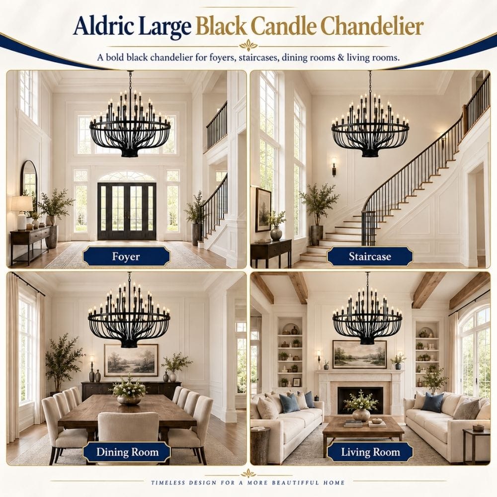 Aldric Large Black Candle Chandelier Modern Chandelier