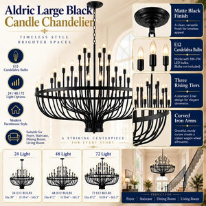 Aldric Large Black Candle Chandelier Modern Chandelier