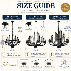 Aldric Large Black Candle Chandelier Modern Chandelier