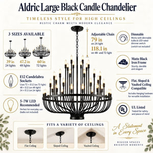 Aldric Large Black Candle Chandelier Modern Chandelier