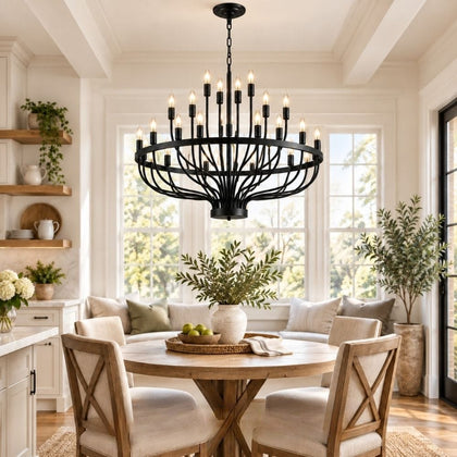 Aldric Large Black Candle Chandelier D39" (99 cm) Modern Chandelier
