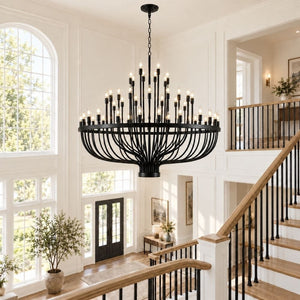 Aldric Large Black Candle Chandelier D47.2" (120 cm) Modern Chandelier